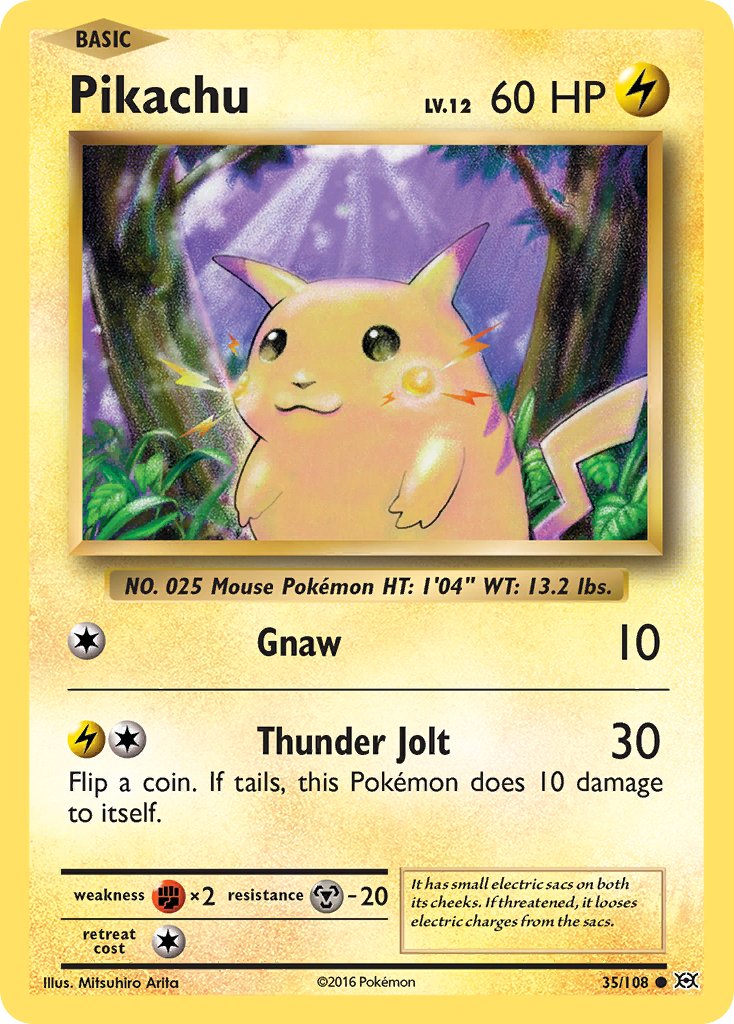 Pikachu (35/108) (Theme Deck Exclusive) (Cracked Ice Holo) [XY: Evolutions] | Galactic Gamez