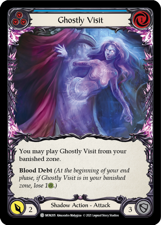 Ghostly Visit (Blue) (Rainbow Foil) [MON205-RF] 1st Edition Rainbow Foil | Galactic Gamez