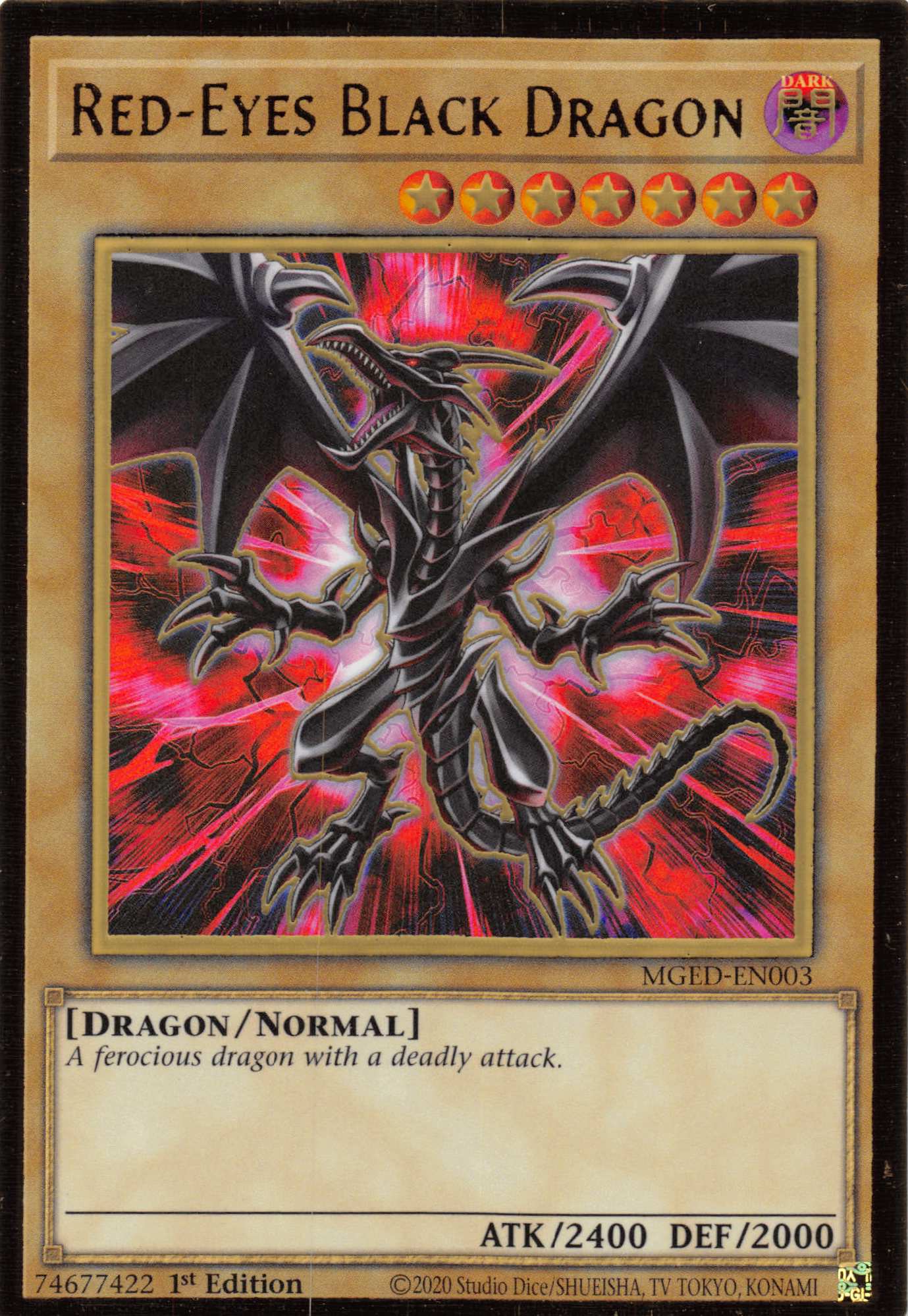 Red-Eyes Black Dragon (Alternate Art) [MGED-EN003] Gold Rare | Galactic Gamez
