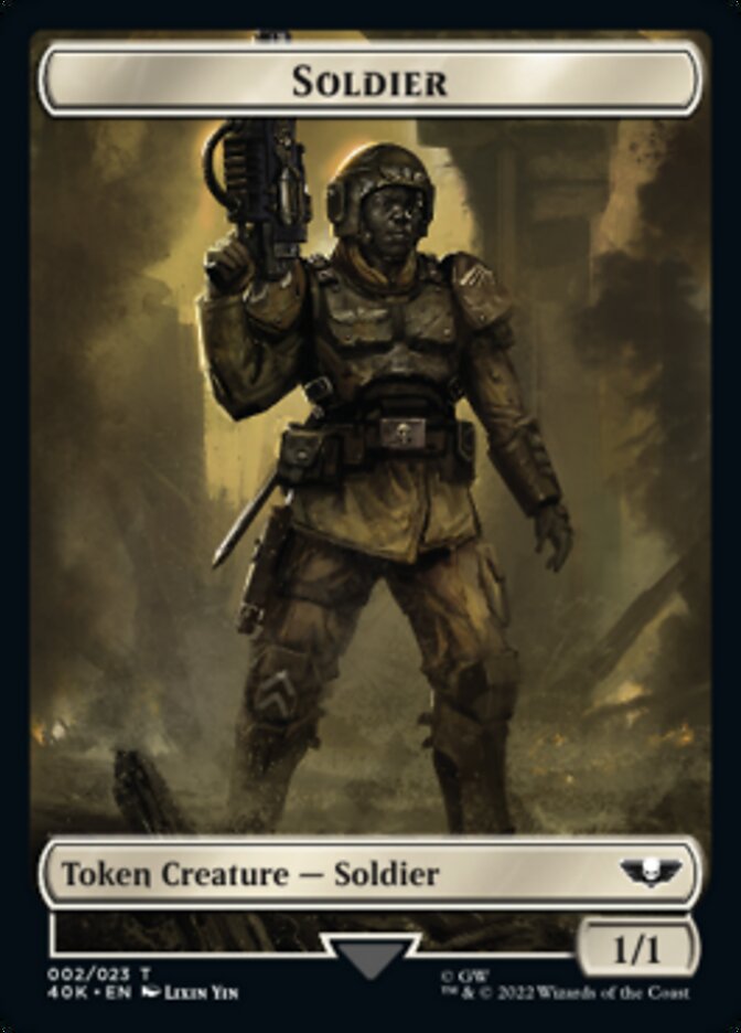 Soldier (002) // Zephyrim Double-sided Token (Surge Foil) [Universes Beyond: Warhammer 40,000 Tokens] | Galactic Gamez