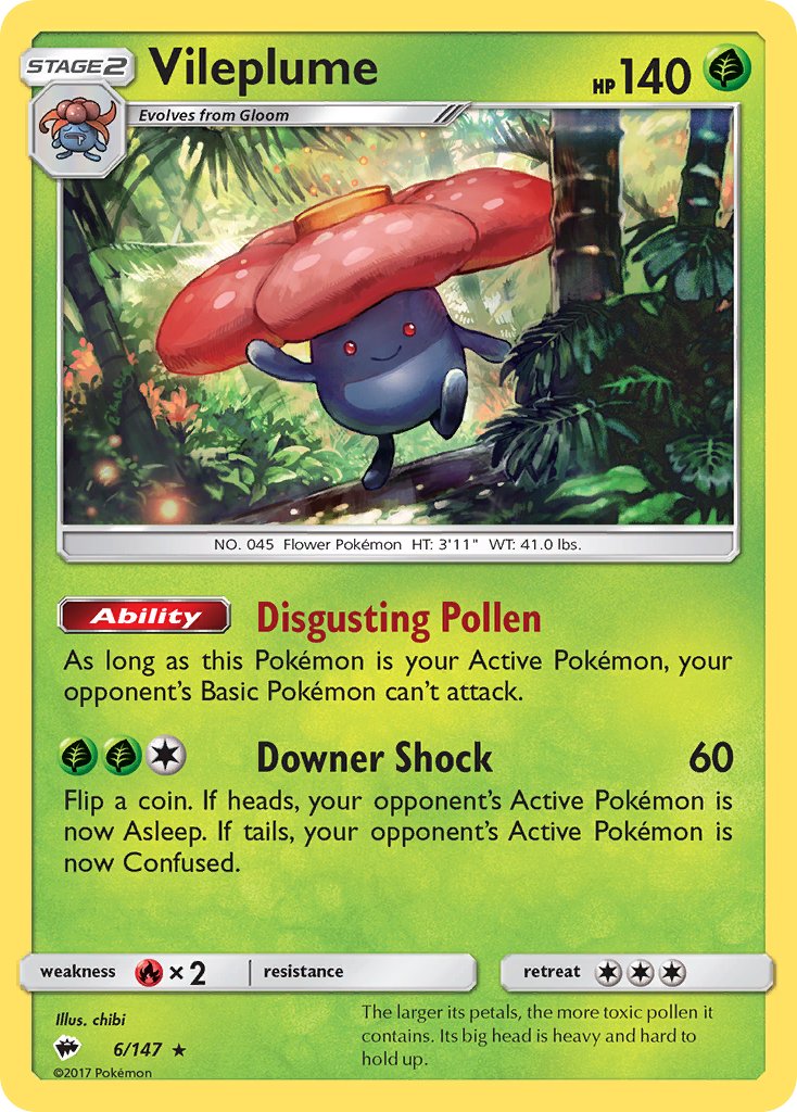 Vileplume (6/147) (Prerelease Kit Exclusive) (Theme Deck Exclusive) [Sun & Moon: Burning Shadows] | Galactic Gamez