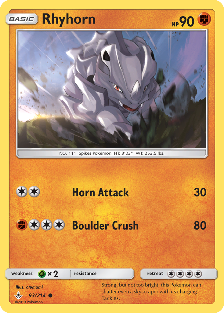 Rhyhorn (93/214) [Sun & Moon: Unbroken Bonds] | Galactic Gamez