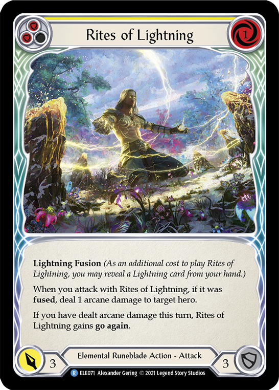 Rites of Lightning (Yellow) [ELE071] (Tales of Aria)  1st Edition Rainbow Foil | Galactic Gamez