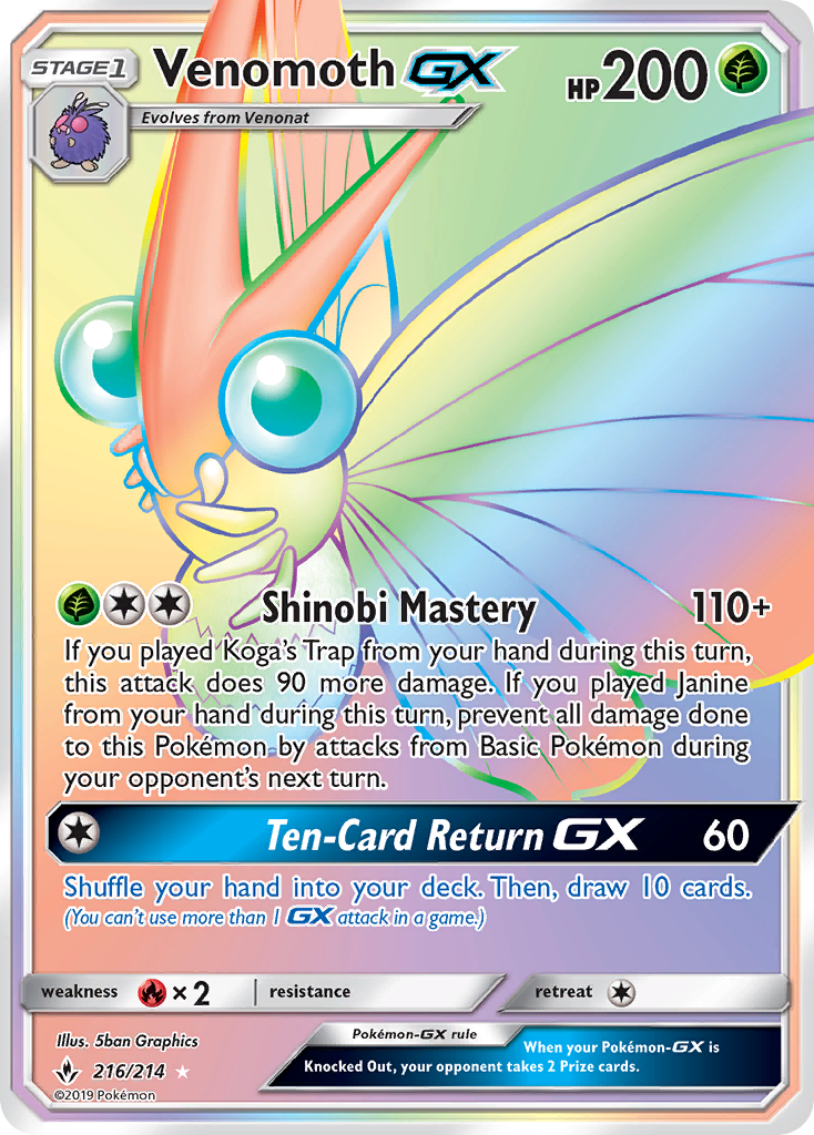 Venomoth GX (216/214) [Sun & Moon: Unbroken Bonds] | Galactic Gamez