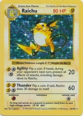 Raichu (14/102) [Base Set Shadowless Unlimited] | Galactic Gamez