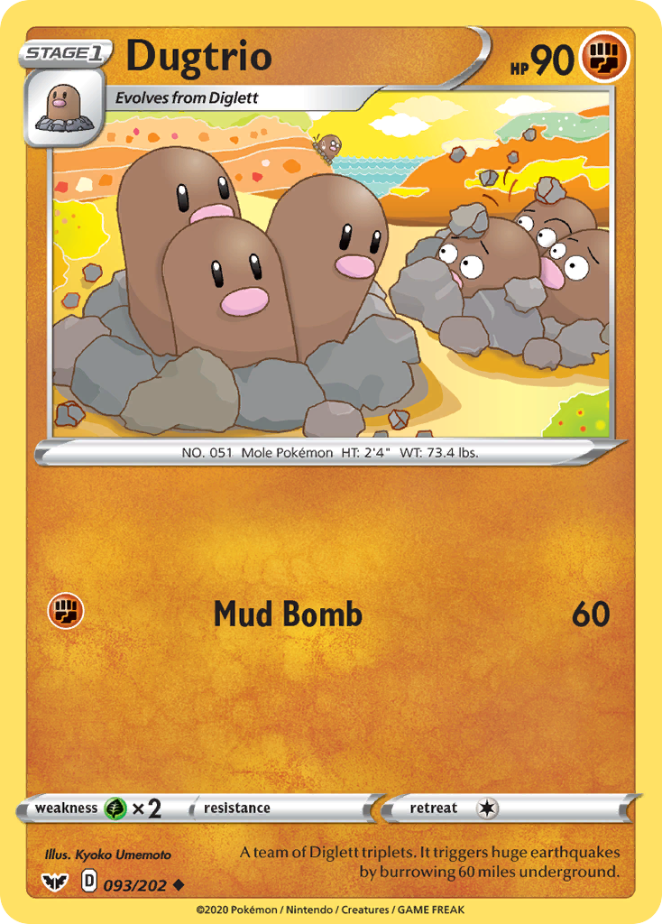 Dugtrio (093/202) [Sword & Shield: Base Set] | Galactic Gamez