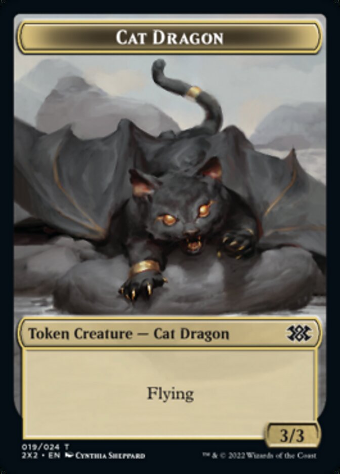 Cat Dragon // Knight Double-sided Token [Double Masters 2022 Tokens] | Galactic Gamez