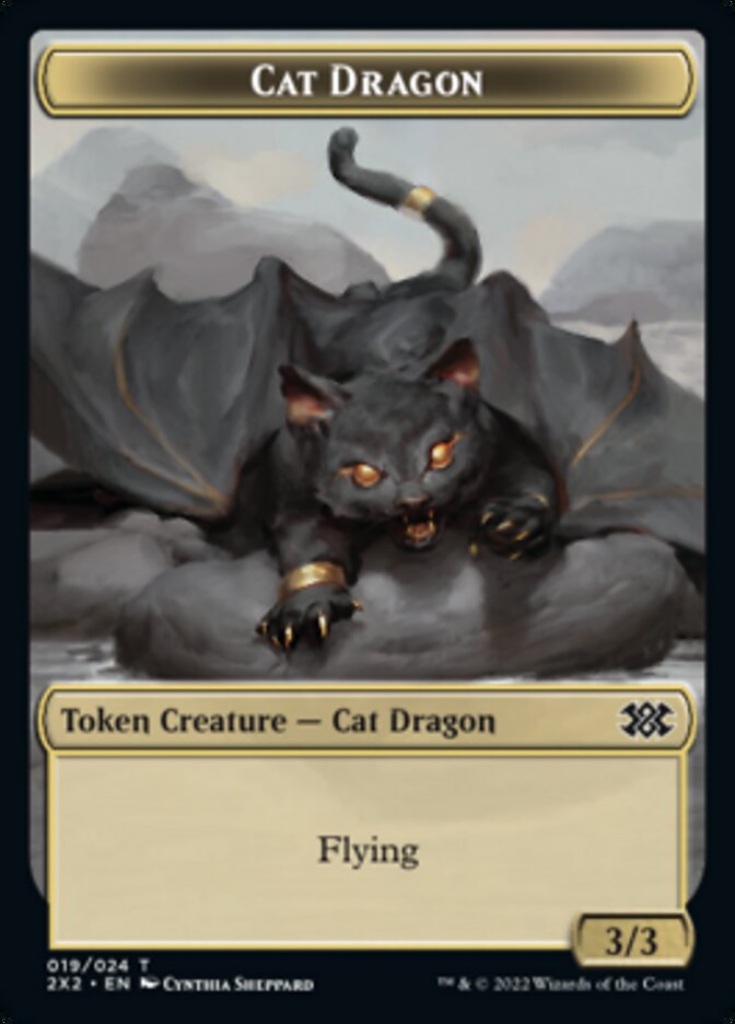 Cat Dragon // Treasure Double-sided Token [Double Masters 2022 Tokens] | Galactic Gamez