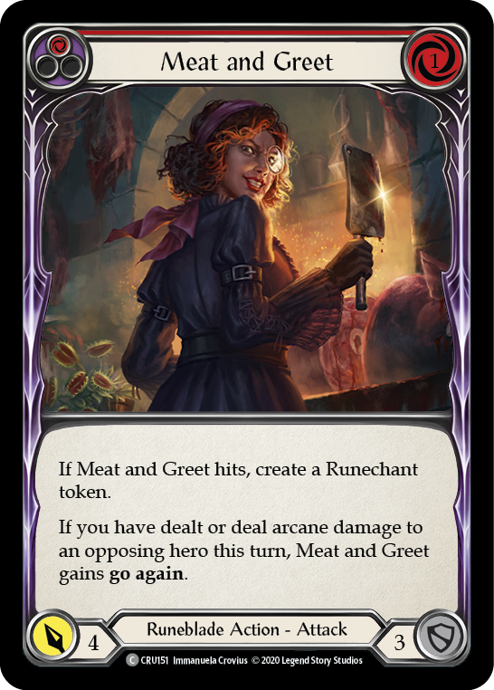 Meat and Greet (Red) [CRU151] 1st Edition Rainbow Foil | Galactic Gamez