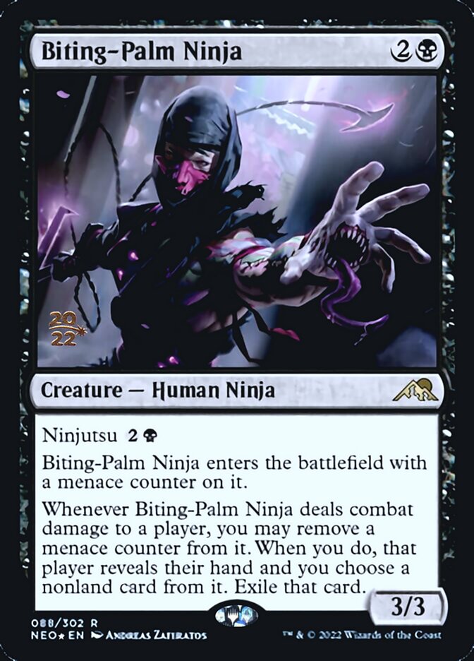 Biting-Palm Ninja [Kamigawa: Neon Dynasty Prerelease Promos] | Galactic Gamez