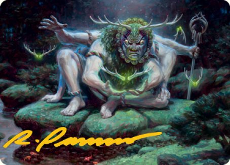 Myojin of Towering Might Art Card (Gold-Stamped Signature) [Kamigawa: Neon Dynasty Art Series] | Galactic Gamez