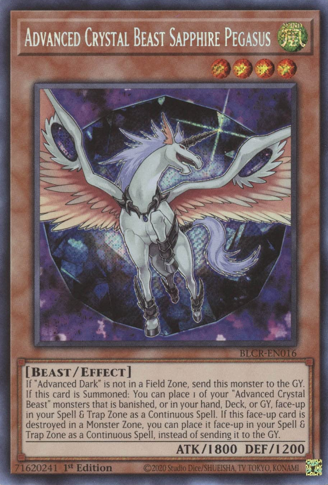 Advanced Crystal Beast Sapphire Pegasus [BLCR-EN016] Secret Rare | Galactic Gamez