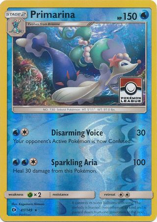 Primarina (41/149) (League Promo) [Sun & Moon: Base Set] | Galactic Gamez