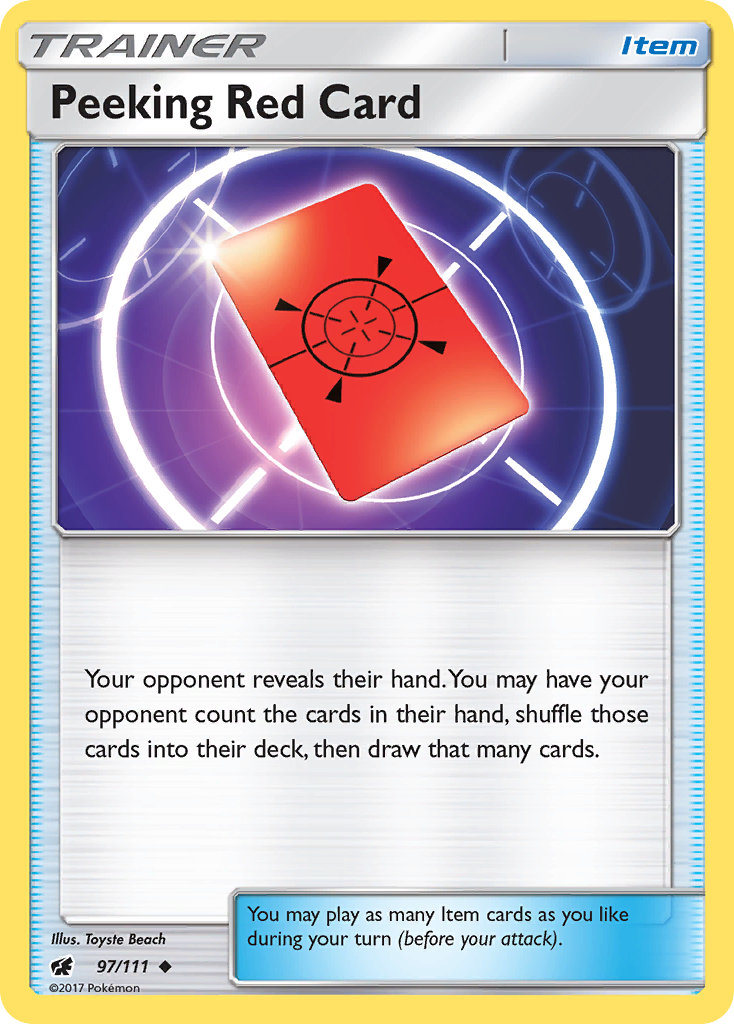 Peeking Red Card (97/111) [Sun & Moon: Crimson Invasion] | Galactic Gamez