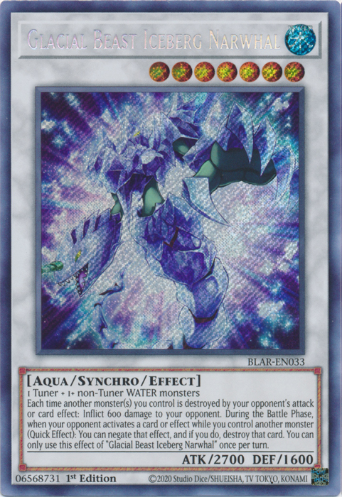 Glacial Beast Iceberg Narwhal [BLAR-EN033] Secret Rare | Galactic Gamez