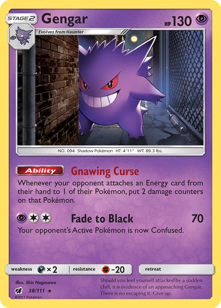 Gengar (38/111) (Prerelease Kit Exclusive) (Theme Deck Exclusive) [Sun & Moon: Crimson Invasion] | Galactic Gamez