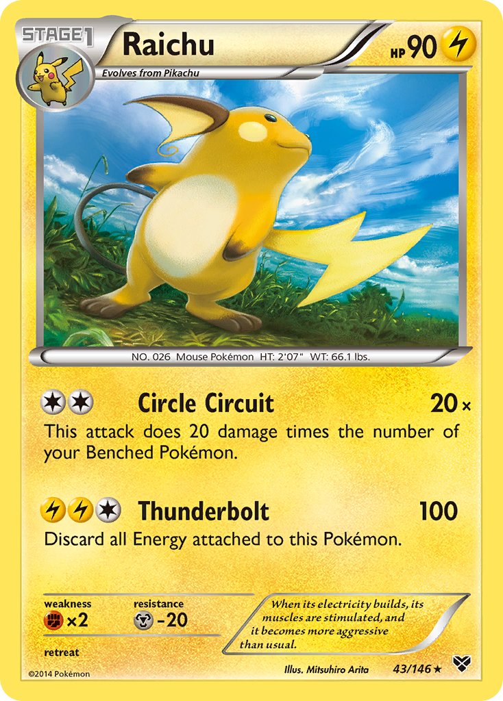 Raichu (43/146) (Battle Arena Deck Exclusive) (Theme Deck Exclusive) [XY: Base Set] | Galactic Gamez