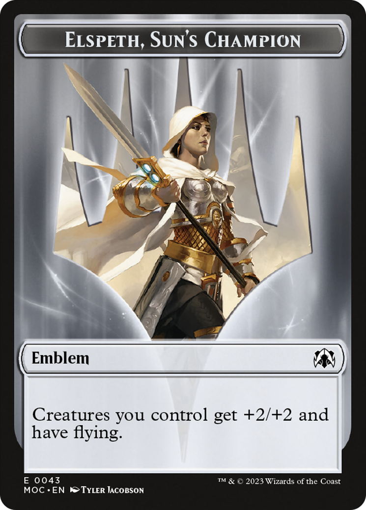 Warrior // Elspeth, Sun's Champion Emblem Double-Sided Token [March of the Machine Commander Tokens] | Galactic Gamez