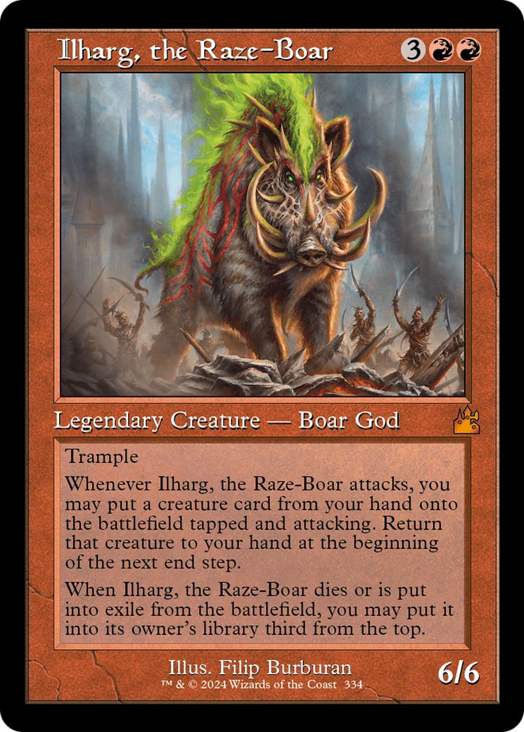 Ilharg, the Raze-Boar (Retro Frame) [Ravnica Remastered] | Galactic Gamez