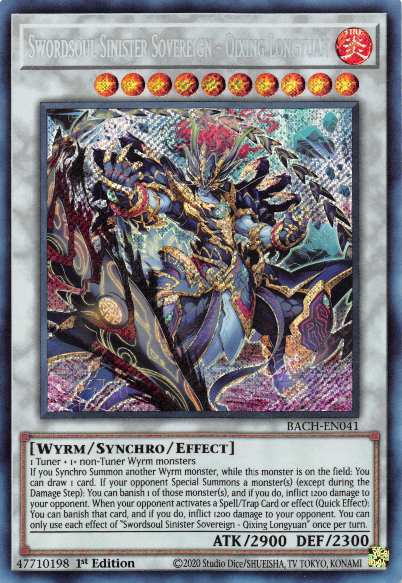 Swordsoul Sinister Sovereign - Qixing Longyuan [BACH-EN041] Secret Rare | Galactic Gamez