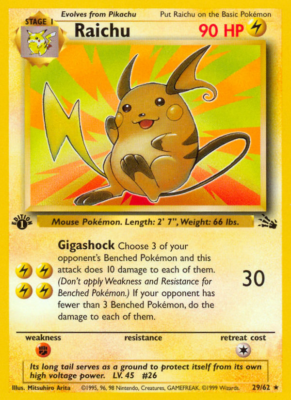 Raichu (29/62) [Fossil 1st Edition] | Galactic Gamez