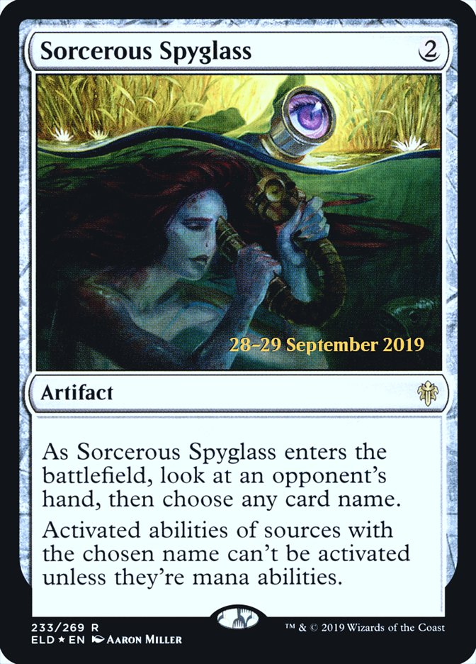 Sorcerous Spyglass  [Throne of Eldraine Prerelease Promos] | Galactic Gamez