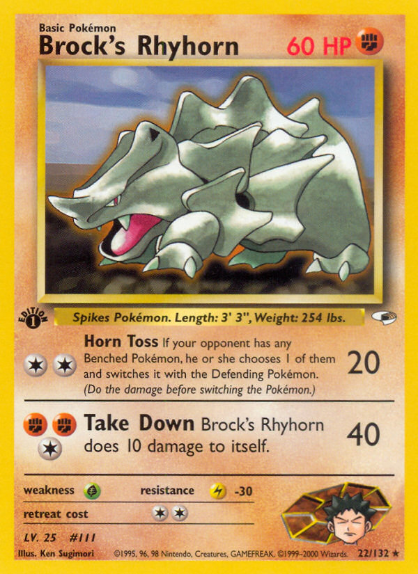 Brock's Rhyhorn (22/132) [Gym Heroes 1st Edition] | Galactic Gamez