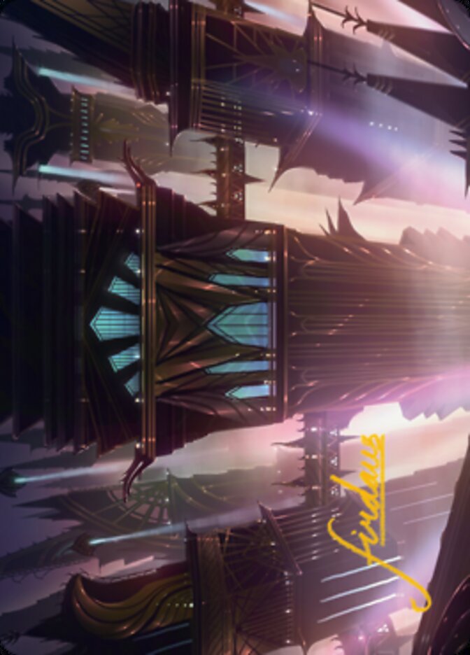 Skybridge Towers Art Card (Gold-Stamped Signature) [Streets of New Capenna Art Series] | Galactic Gamez