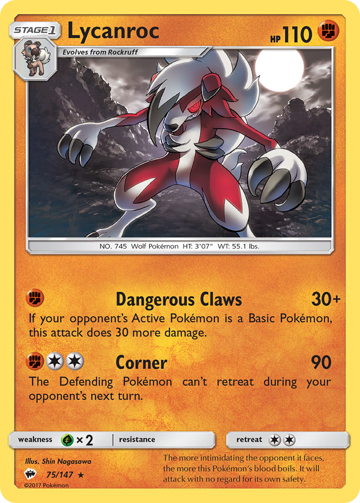 Lycanroc (75/147) [Sun & Moon: Burning Shadows] | Galactic Gamez