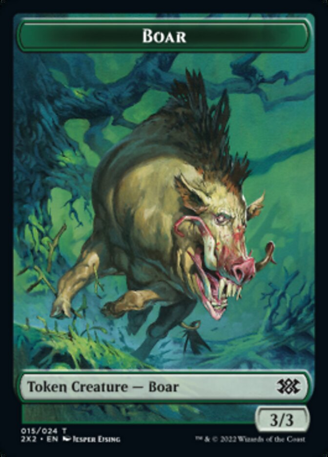 Boar // Knight Double-sided Token [Double Masters 2022 Tokens] | Galactic Gamez