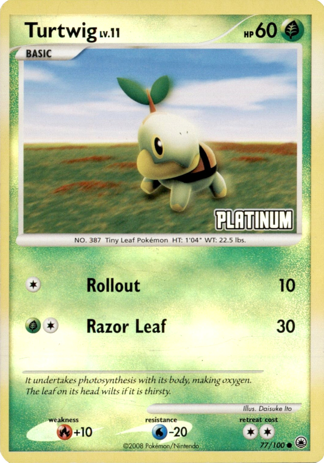 Turtwig LV.11 (77/100) (Platinum) [Burger King Promos: 2008 Collection] | Galactic Gamez