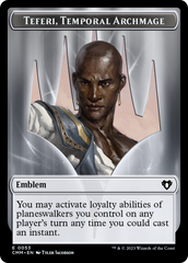 Clue // Emblem - Teferi, Temporal Archmage Double-Sided Token [Commander Masters Tokens] | Galactic Gamez