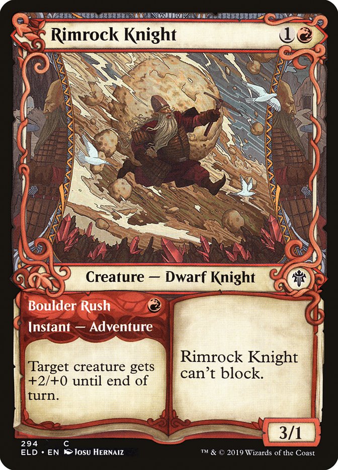 Rimrock Knight // Boulder Rush (Showcase) [Throne of Eldraine] | Galactic Gamez