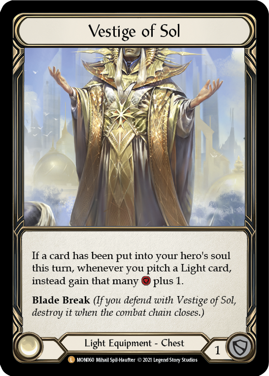 Vestige of Sol (Cold Foil) [MON060-CF] 1st Edition Cold Foil | Galactic Gamez