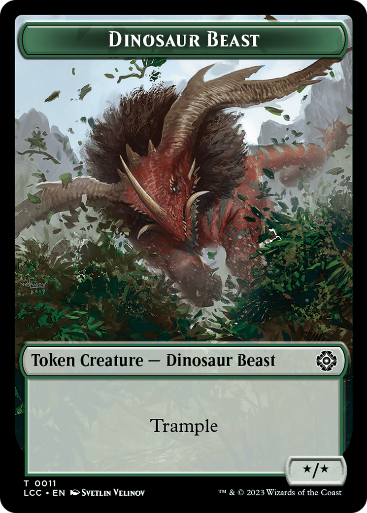 Dinosaur Beast // Dinosaur Double-Sided Token [The Lost Caverns of Ixalan Commander Tokens] | Galactic Gamez