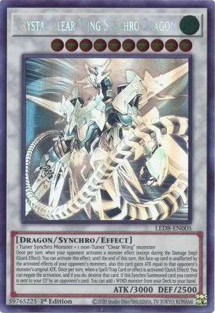 Crystal Clear Wing Synchro Dragon [LED8-EN005] Ghost Rare | Galactic Gamez