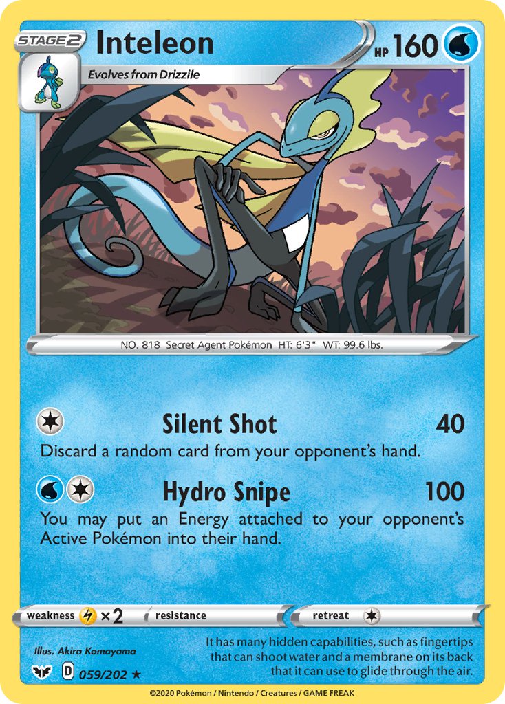 Inteleon (059/202) (Cracked Ice Holo) (Theme Deck Exclusive) [Sword & Shield: Base Set] | Galactic Gamez