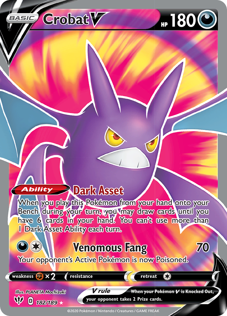 Crobat V (182/189) [Sword & Shield: Darkness Ablaze] | Galactic Gamez