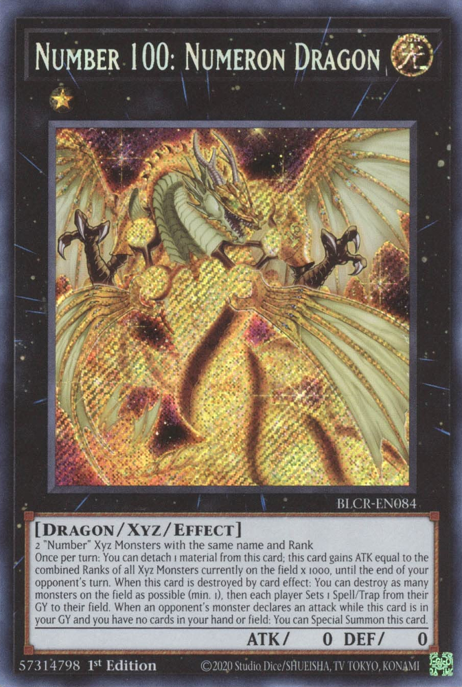 Number 100: Numeron Dragon [BLCR-EN084] Secret Rare | Galactic Gamez