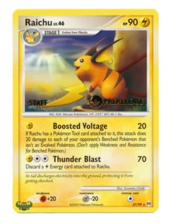 Raichu (27/99) (Staff Prerelease Promo) [Nintendo: Black Star Promos] | Galactic Gamez