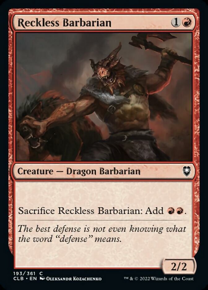 Reckless Barbarian [Commander Legends: Battle for Baldur's Gate] | Galactic Gamez