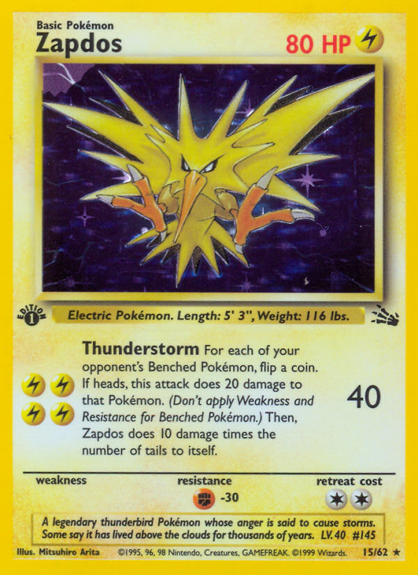 Zapdos (15/62) [Fossil 1st Edition] | Galactic Gamez