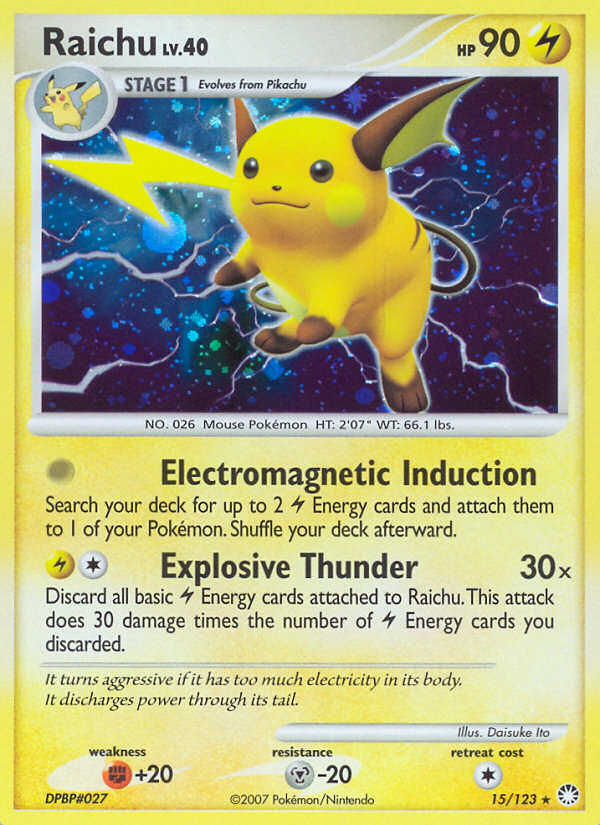 Raichu (15/123) [Diamond & Pearl: Mysterious Treasures] | Galactic Gamez