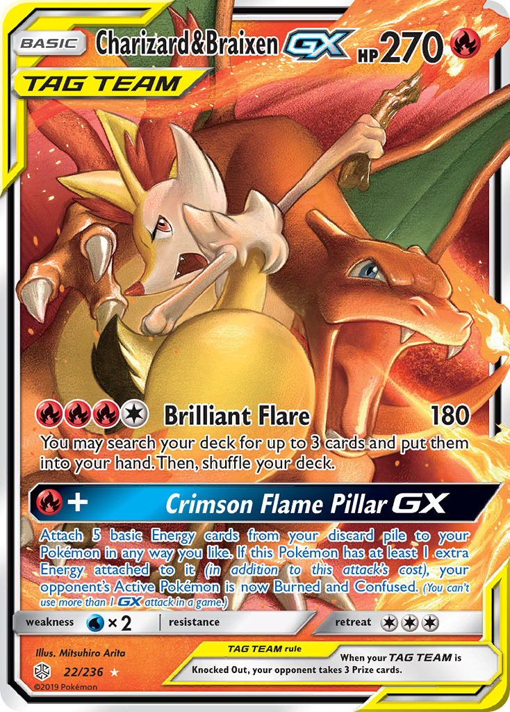 Charizard & Braixen GX (22/236) [Sun & Moon: Cosmic Eclipse] | Galactic Gamez