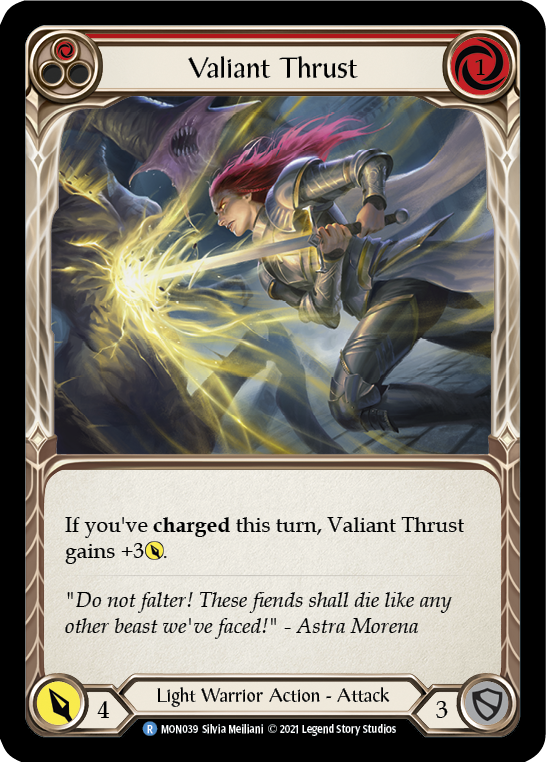 Valiant Thrust (Red) [MON039] 1st Edition Normal | Galactic Gamez