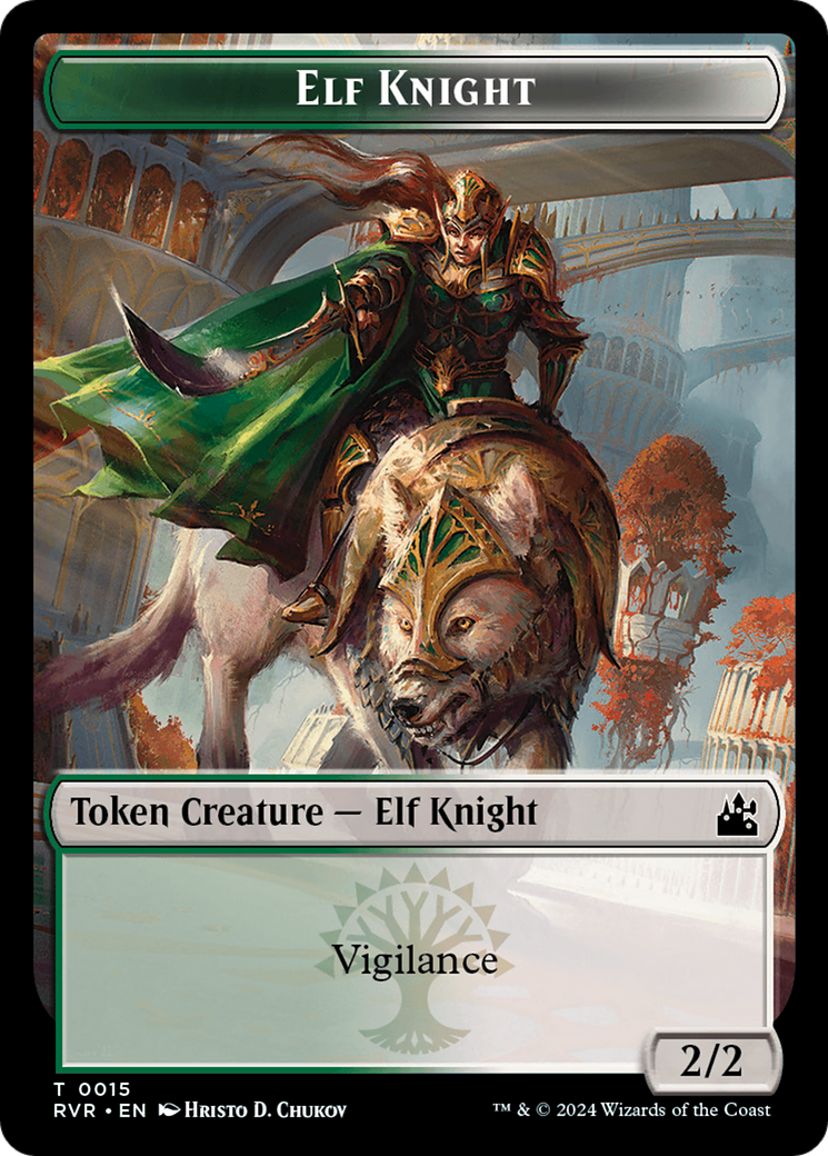 Elf Knight // Wurm Double-Sided Token [Ravnica Remastered Tokens] | Galactic Gamez