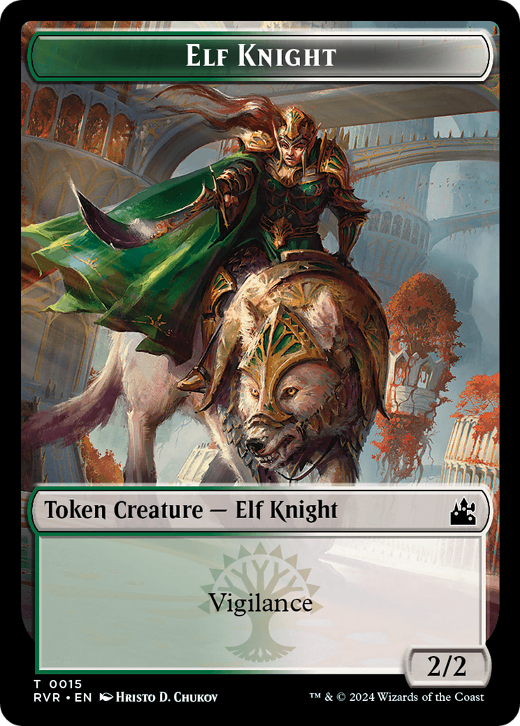 Elf Knight // Beast Double-Sided Token [Ravnica Remastered Tokens] | Galactic Gamez