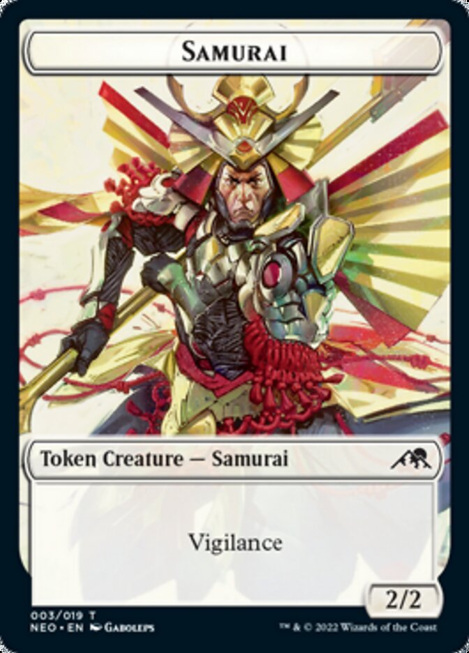 Samurai // Tezzeret, Betrayer of Flesh Emblem Double-sided Token [Kamigawa: Neon Dynasty Tokens] | Galactic Gamez