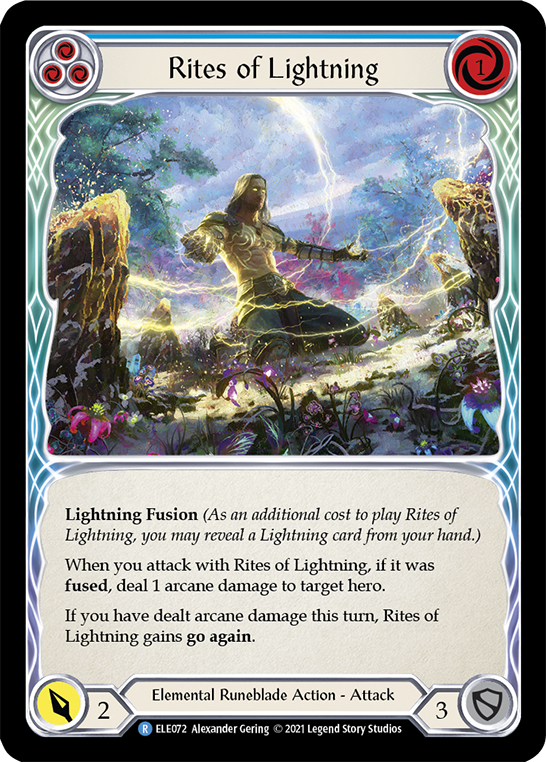 Rites of Lightning (Blue) [ELE072] (Tales of Aria)  1st Edition Rainbow Foil | Galactic Gamez