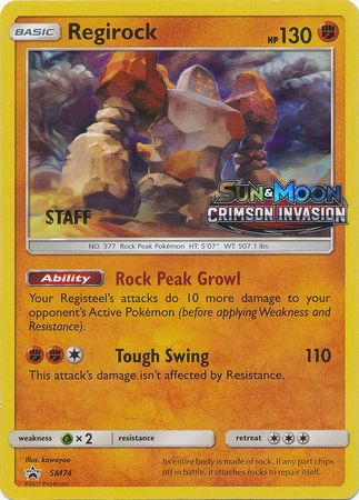 Regirock (SM74) (Staff Prerelease Promo) [Sun & Moon: Black Star Promos] | Galactic Gamez